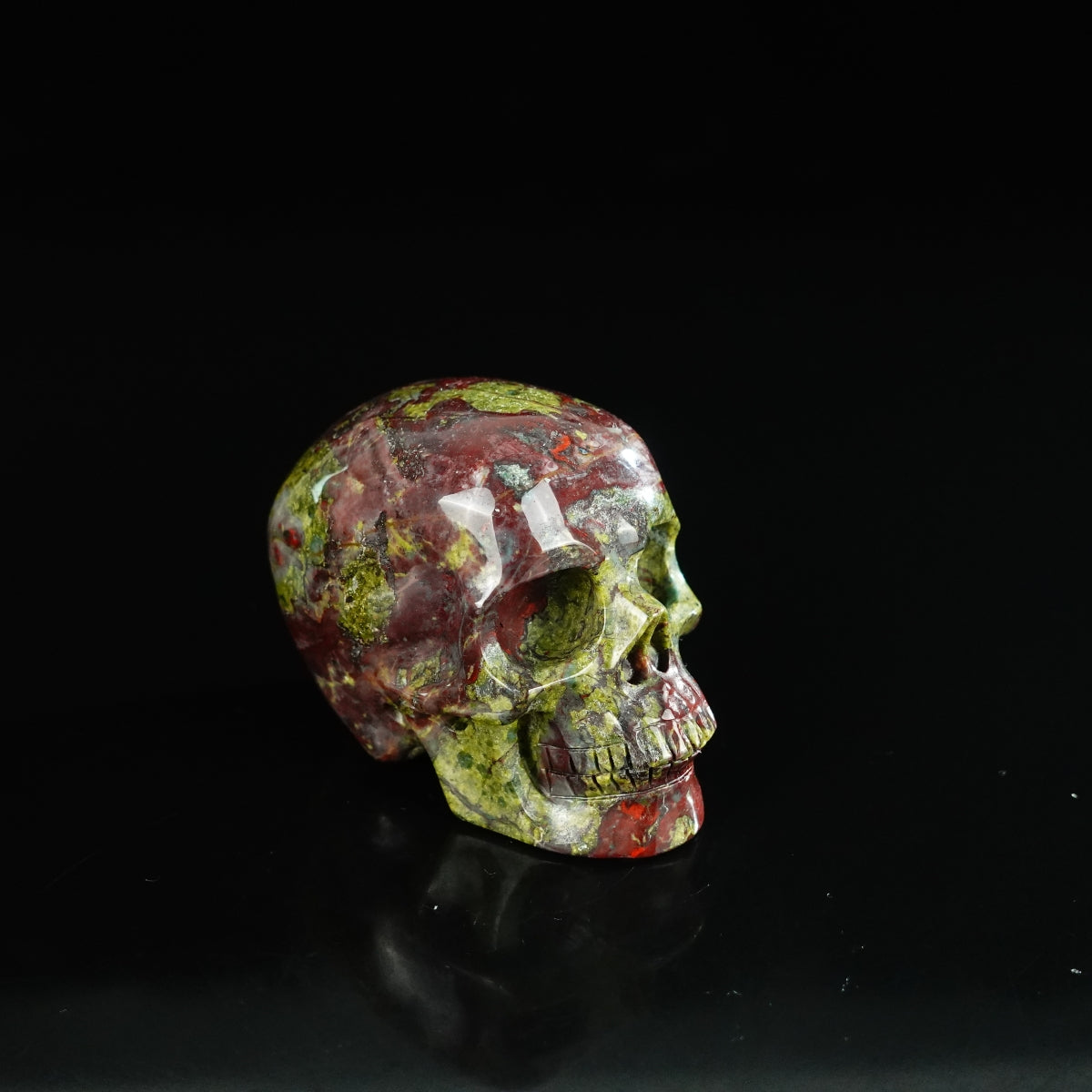 2.2" Dragon Blood Jasper Crystal Skull Carving - Unique Piece #DB18