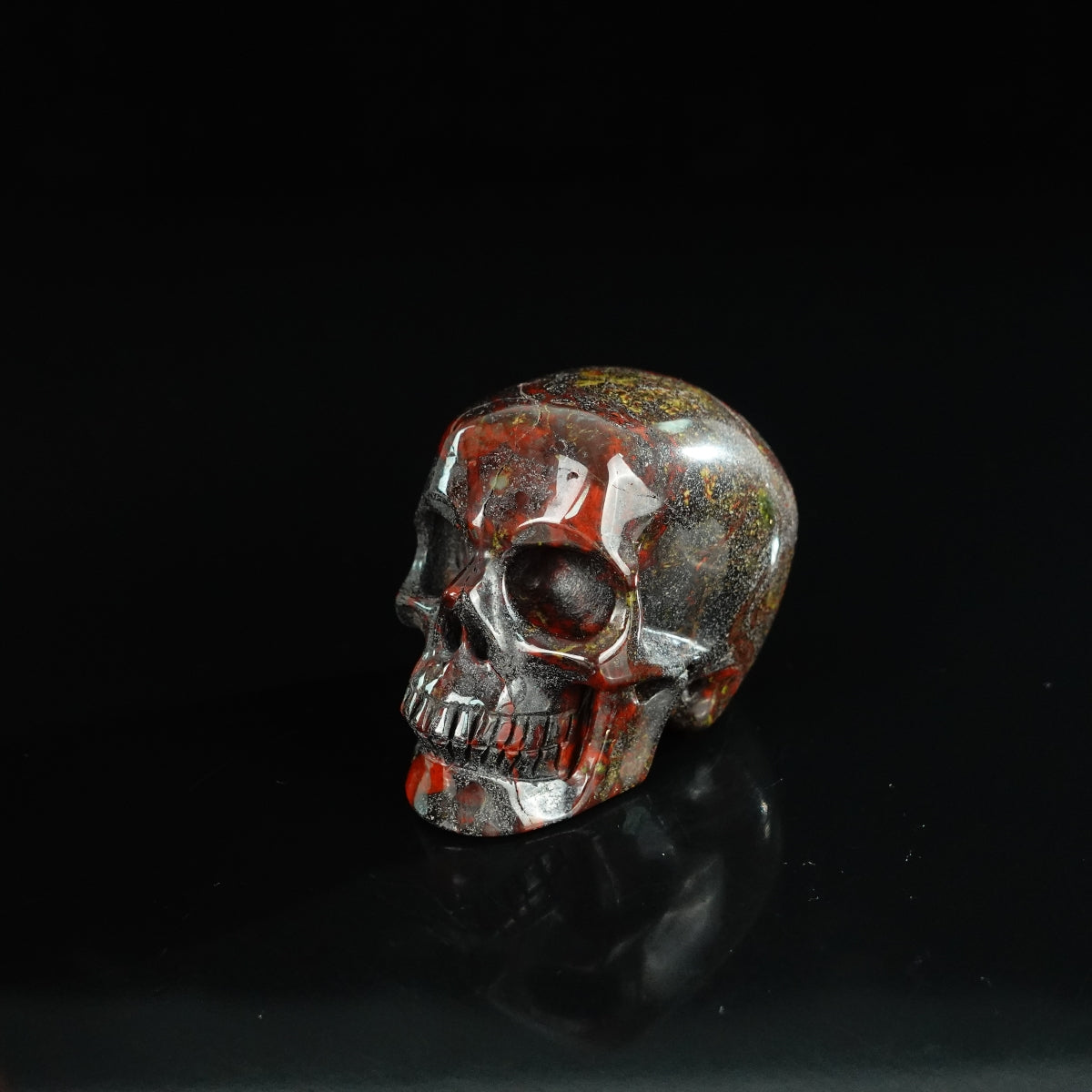 2.2" Dragon Blood Jasper Crystal Skull Carving - Unique Piece #DB19