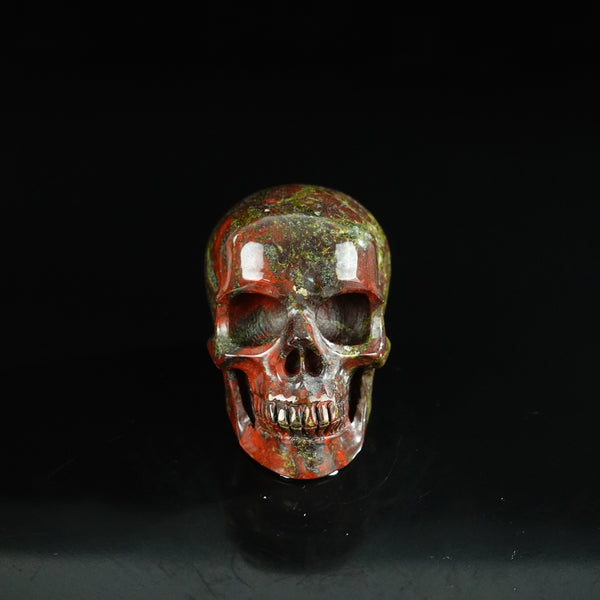 2.2" Dragon Blood Jasper Crystal Skull Carving - Unique Piece #DB20