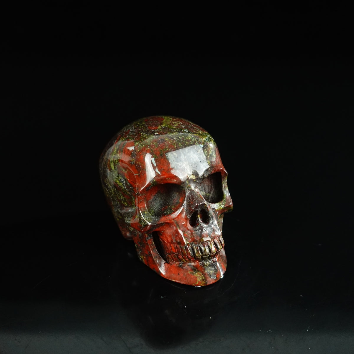 2.2" Dragon Blood Jasper Crystal Skull Carving - Unique Piece #DB20
