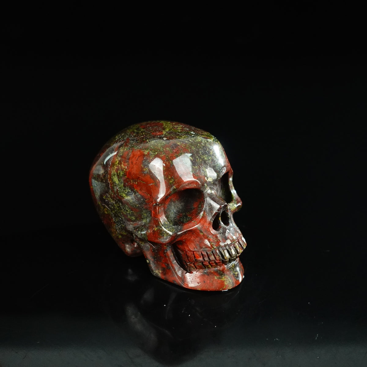 2.2" Dragon Blood Jasper Crystal Skull Carving - Unique Piece #DB20