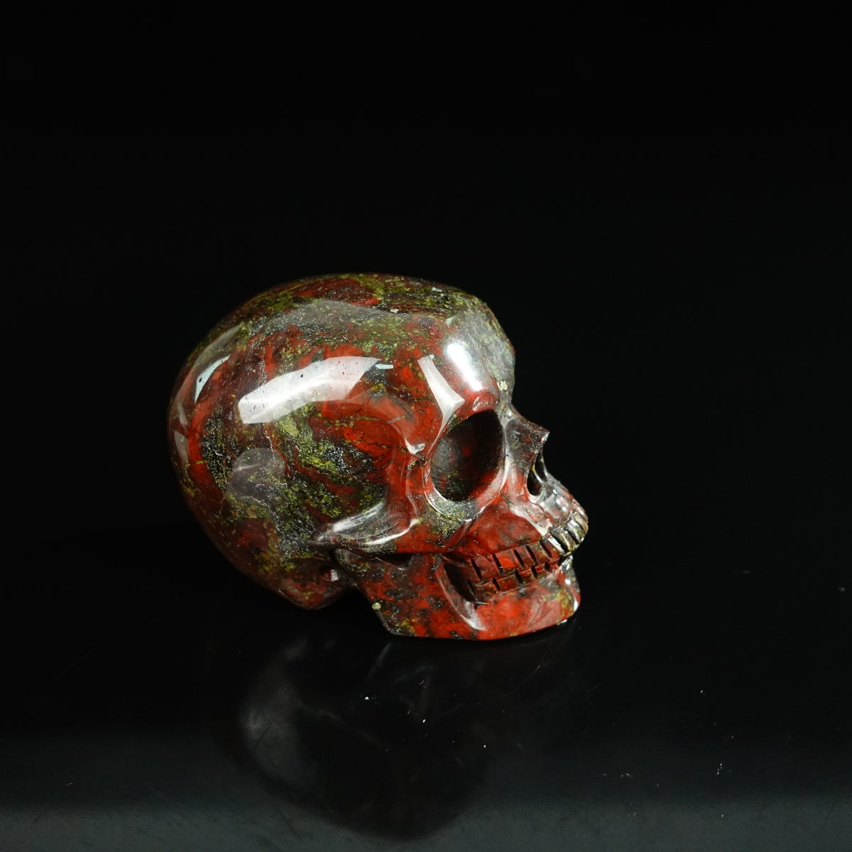 2.2" Dragon Blood Jasper Crystal Skull Carving - Unique Piece #DB20