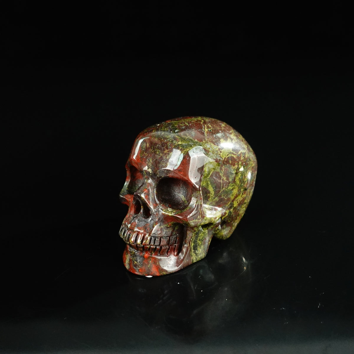 2.2" Dragon Blood Jasper Crystal Skull Carving - Unique Piece #DB20