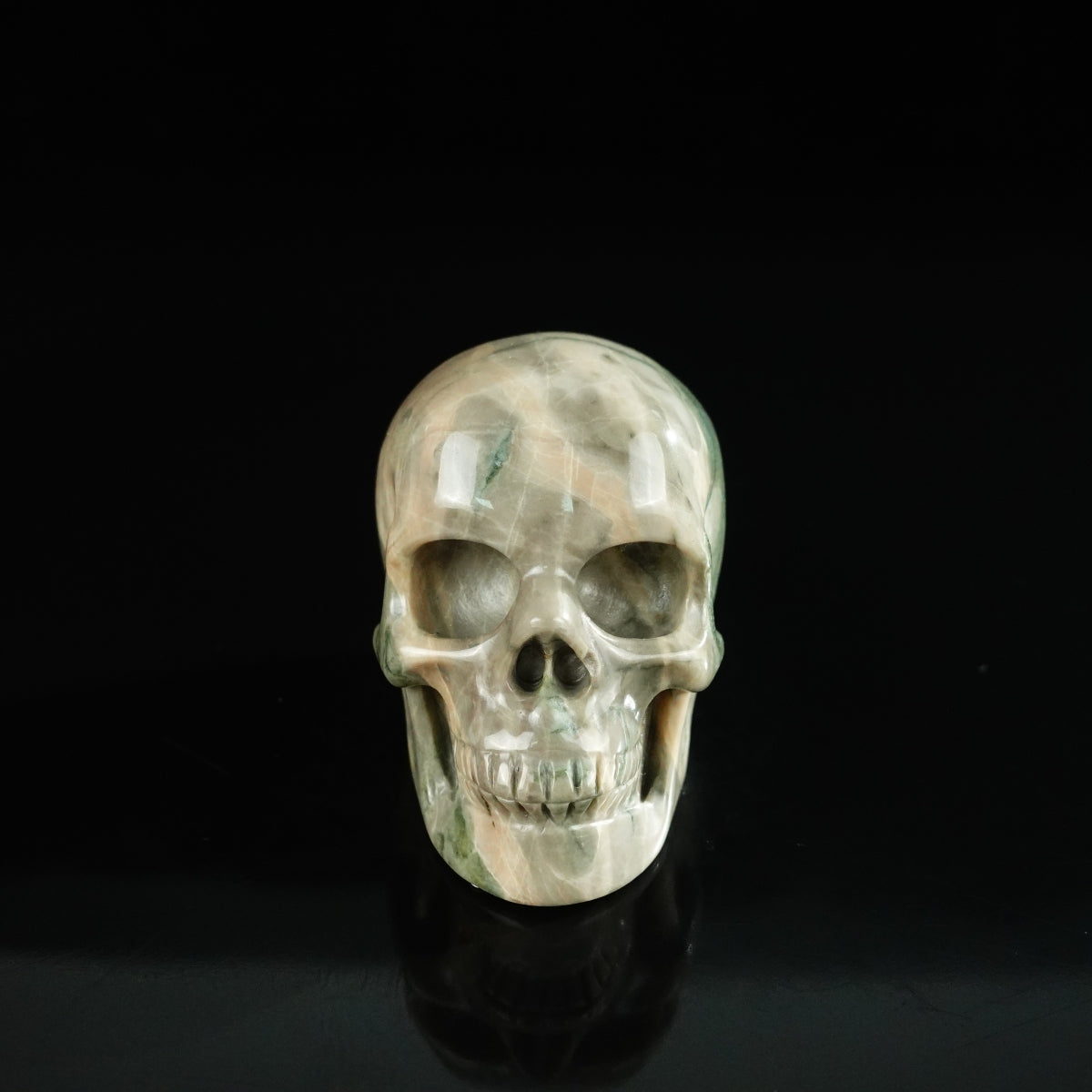 2.2" Nine Dragon Jade Crystal Skull Carving - Unique Piece #HA01