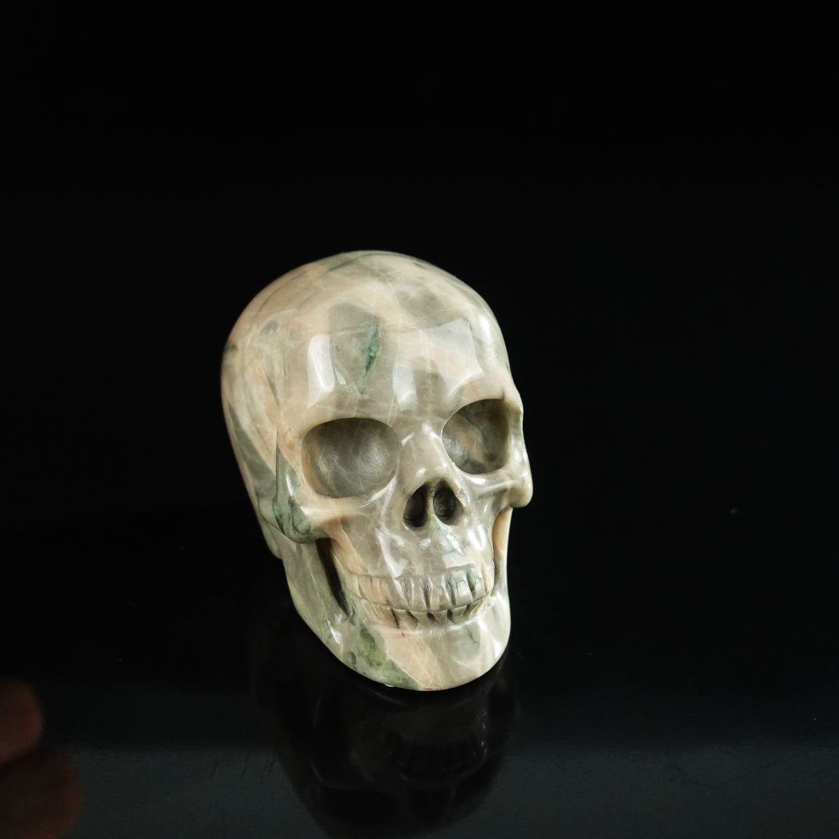 2.2" Nine Dragon Jade Crystal Skull Carving - Unique Piece #HA01