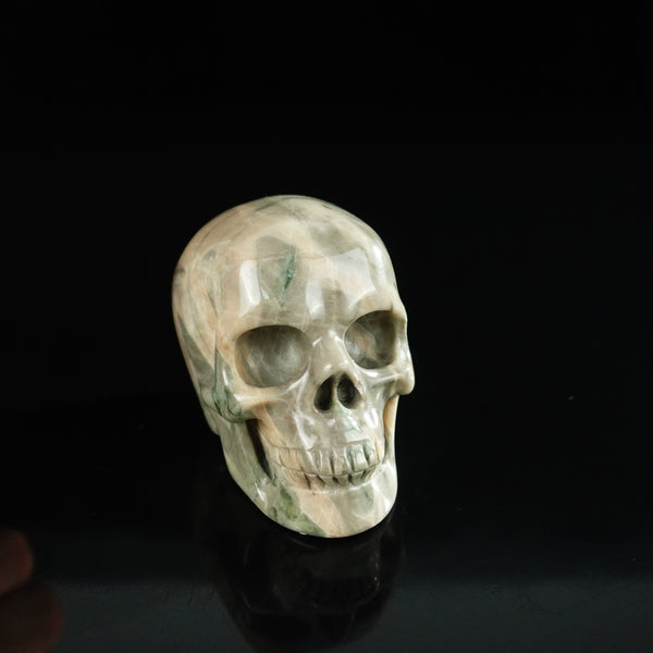 2.2" Nine Dragon Jade Crystal Skull Carving - Unique Piece #HA01 - alternate view
