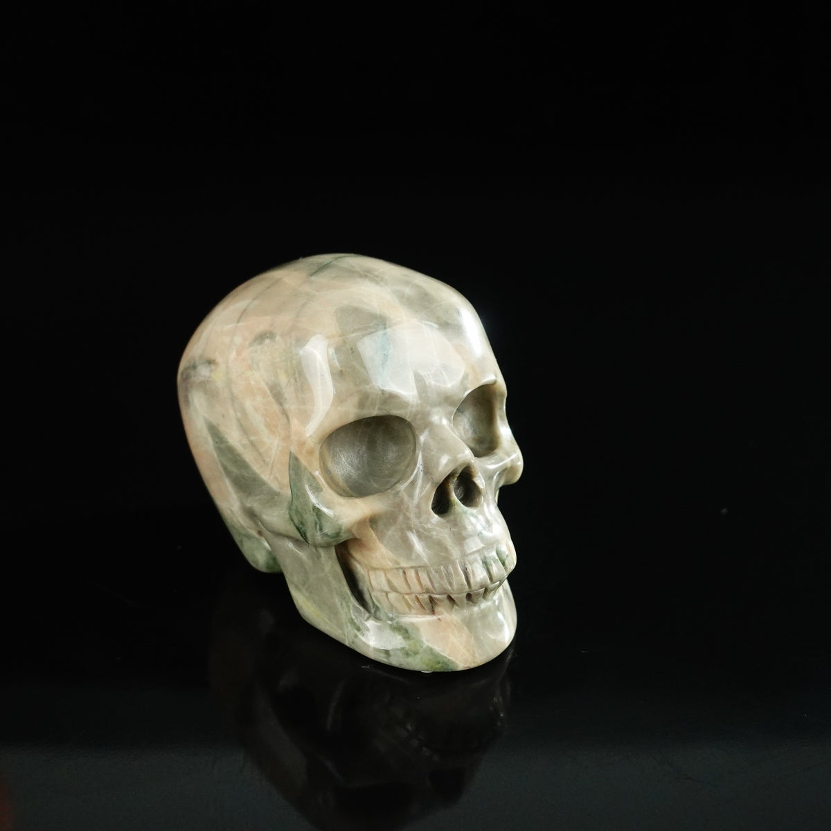 2.2" Nine Dragon Jade Crystal Skull Carving - Unique Piece #HA01