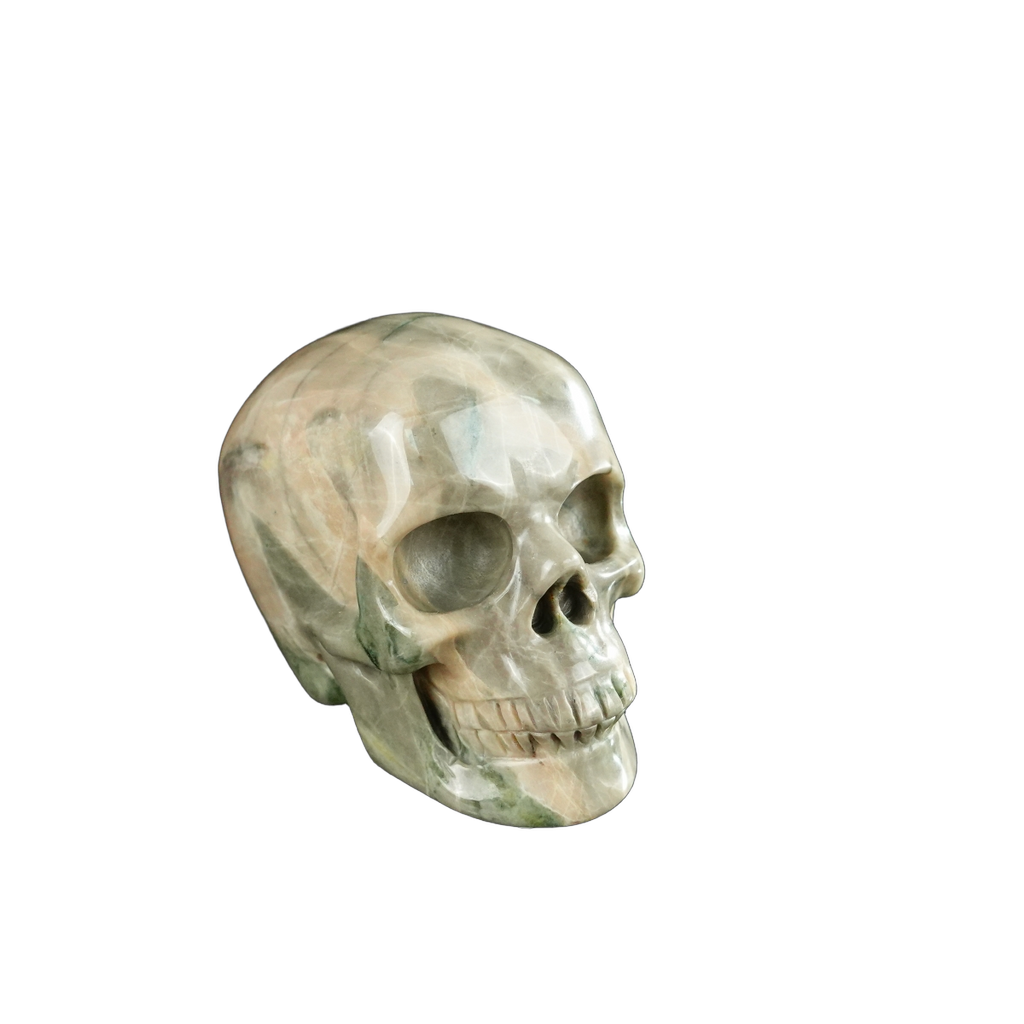 2.2" Nine Dragon Jade Crystal Skull Carving - Unique Piece #HA01