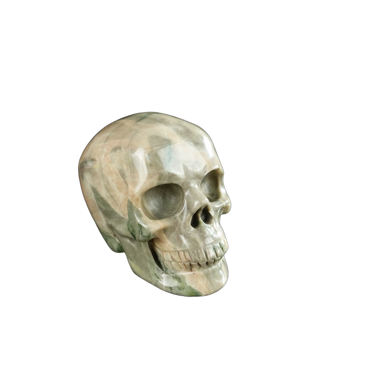 2.2" Nine Dragon Jade Crystal Skull Carving - Unique Piece #HA01