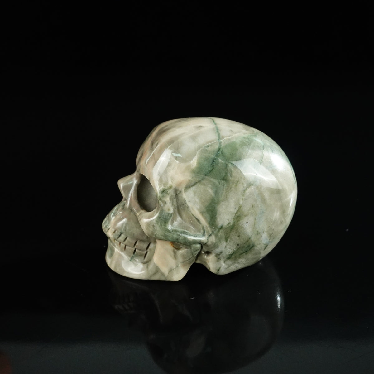 2.2" Nine Dragon Jade Crystal Skull Carving - Unique Piece #HA01