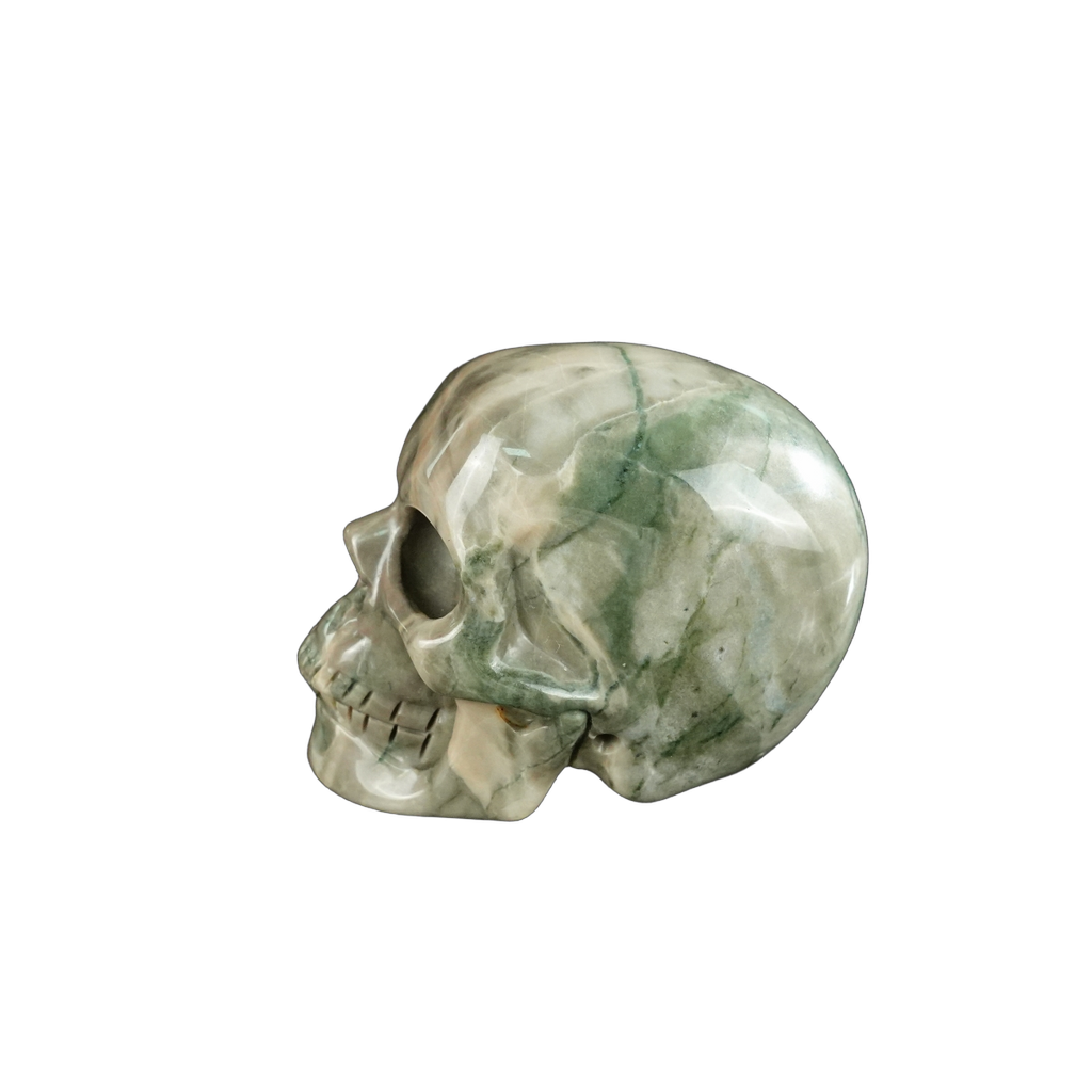 2.2" Nine Dragon Jade Crystal Skull Carving - Unique Piece #HA01