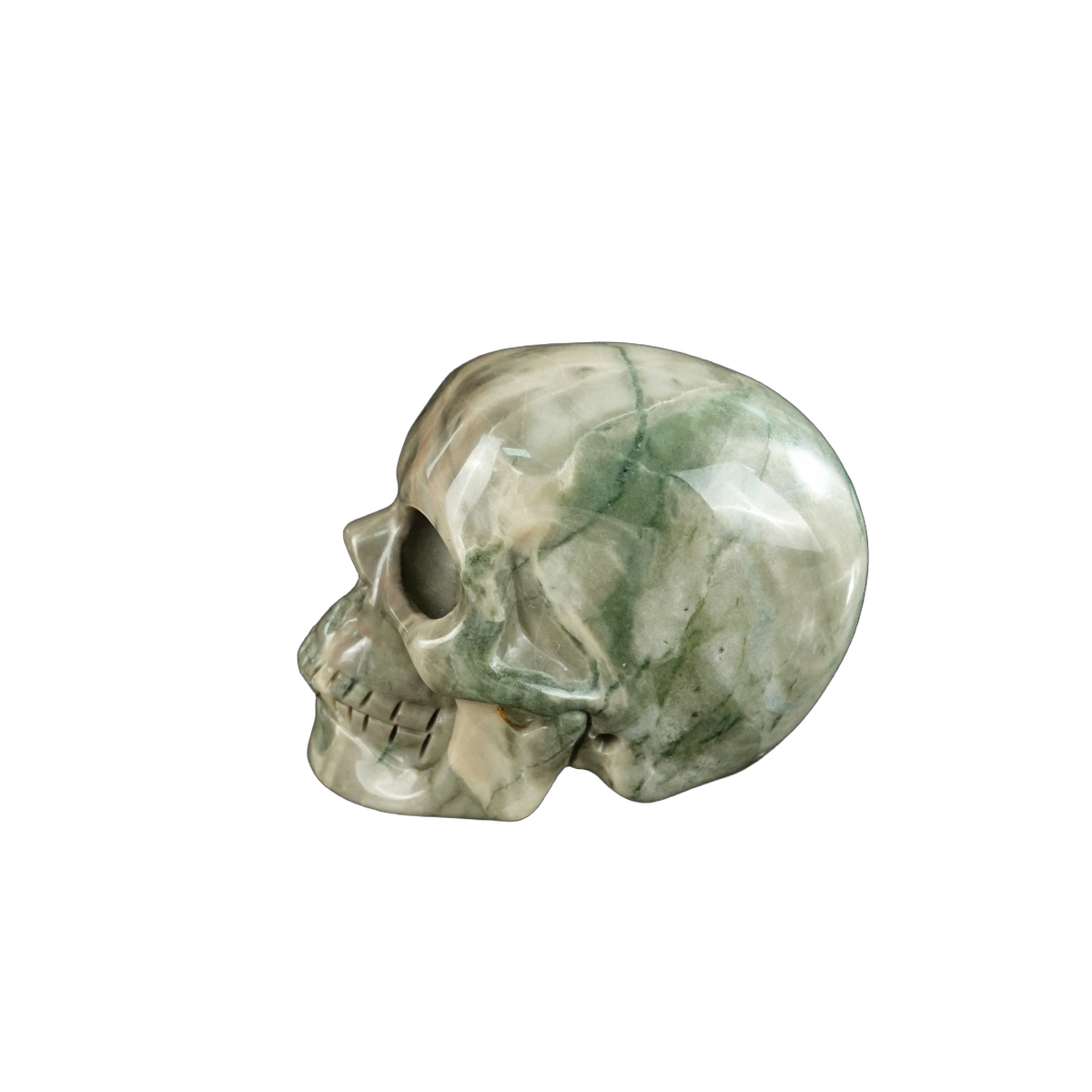 2.2" Nine Dragon Jade Crystal Skull Carving - Unique Piece #HA01