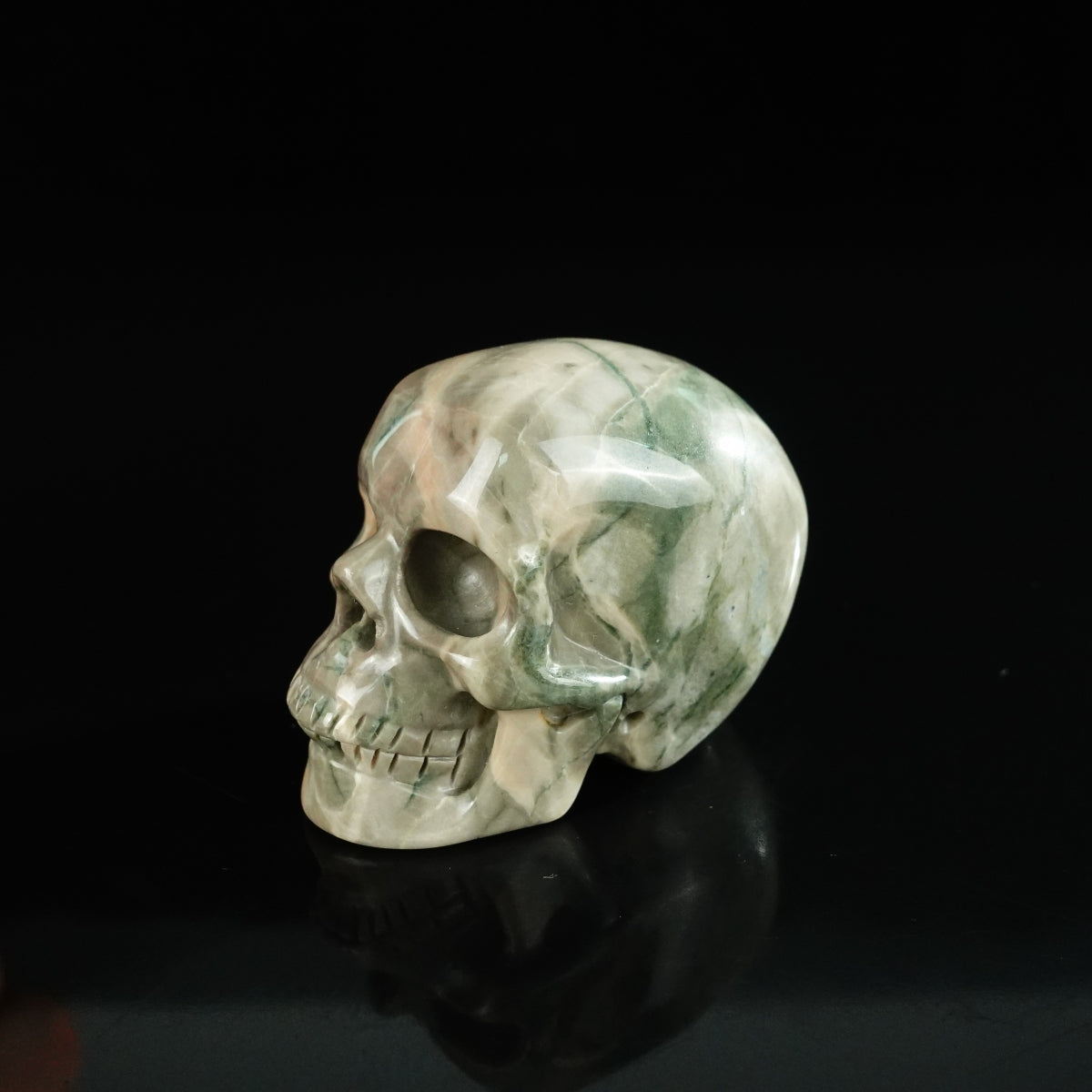 2.2" Nine Dragon Jade Crystal Skull Carving - Unique Piece #HA01