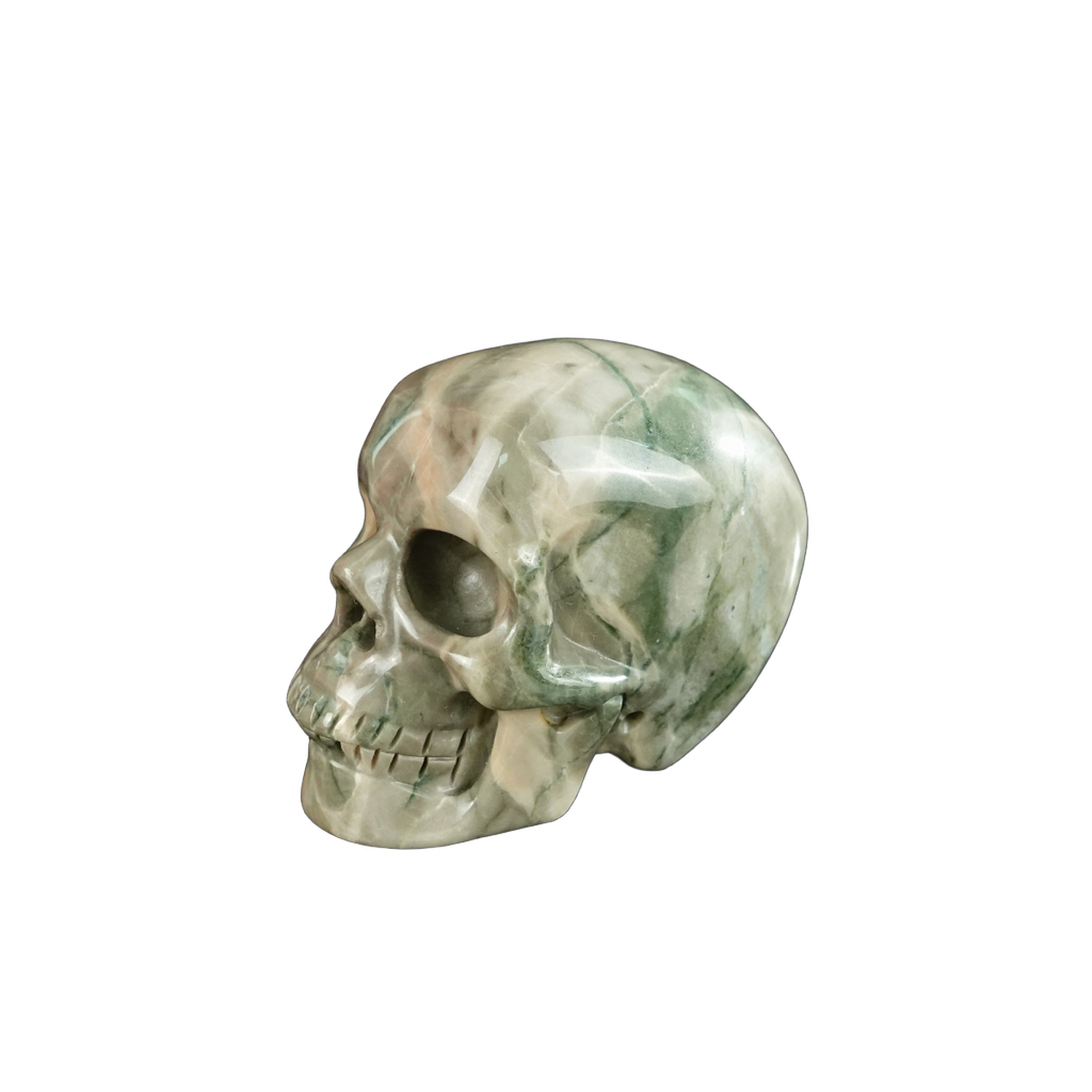 2.2" Nine Dragon Jade Crystal Skull Carving - Unique Piece #HA01