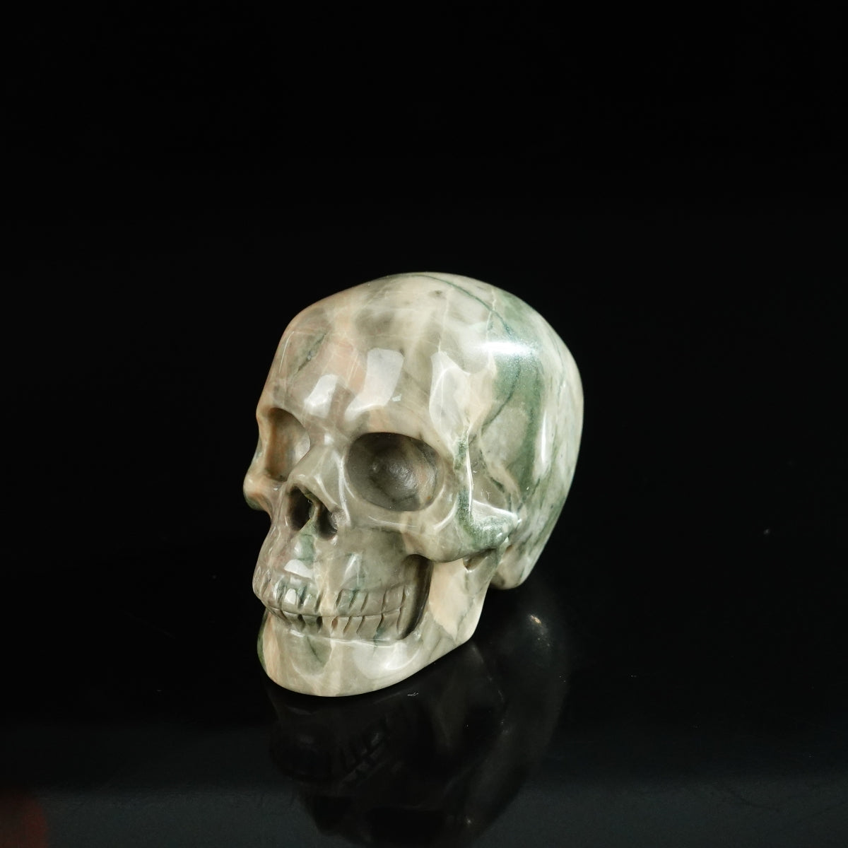 2.2" Nine Dragon Jade Crystal Skull Carving - Unique Piece #HA01