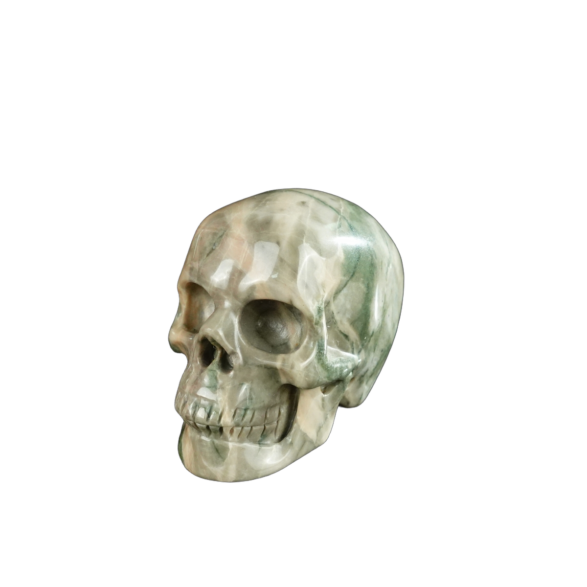 2.2" Nine Dragon Jade Crystal Skull Carving - Unique Piece #HA01