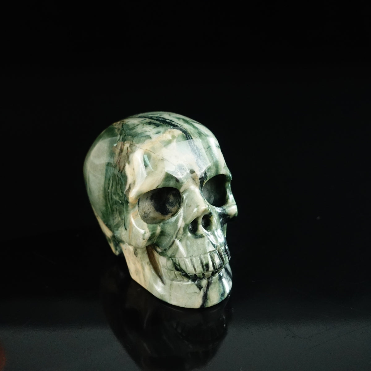 2.2" Nine Dragon Jade Crystal Skull Carving - Unique Piece #HA02