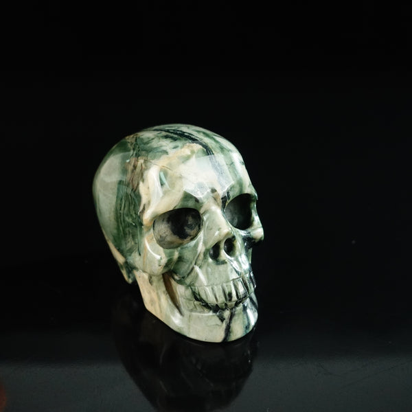 2.2" Nine Dragon Jade Crystal Skull Carving - Unique Piece #HA02 - alternate view