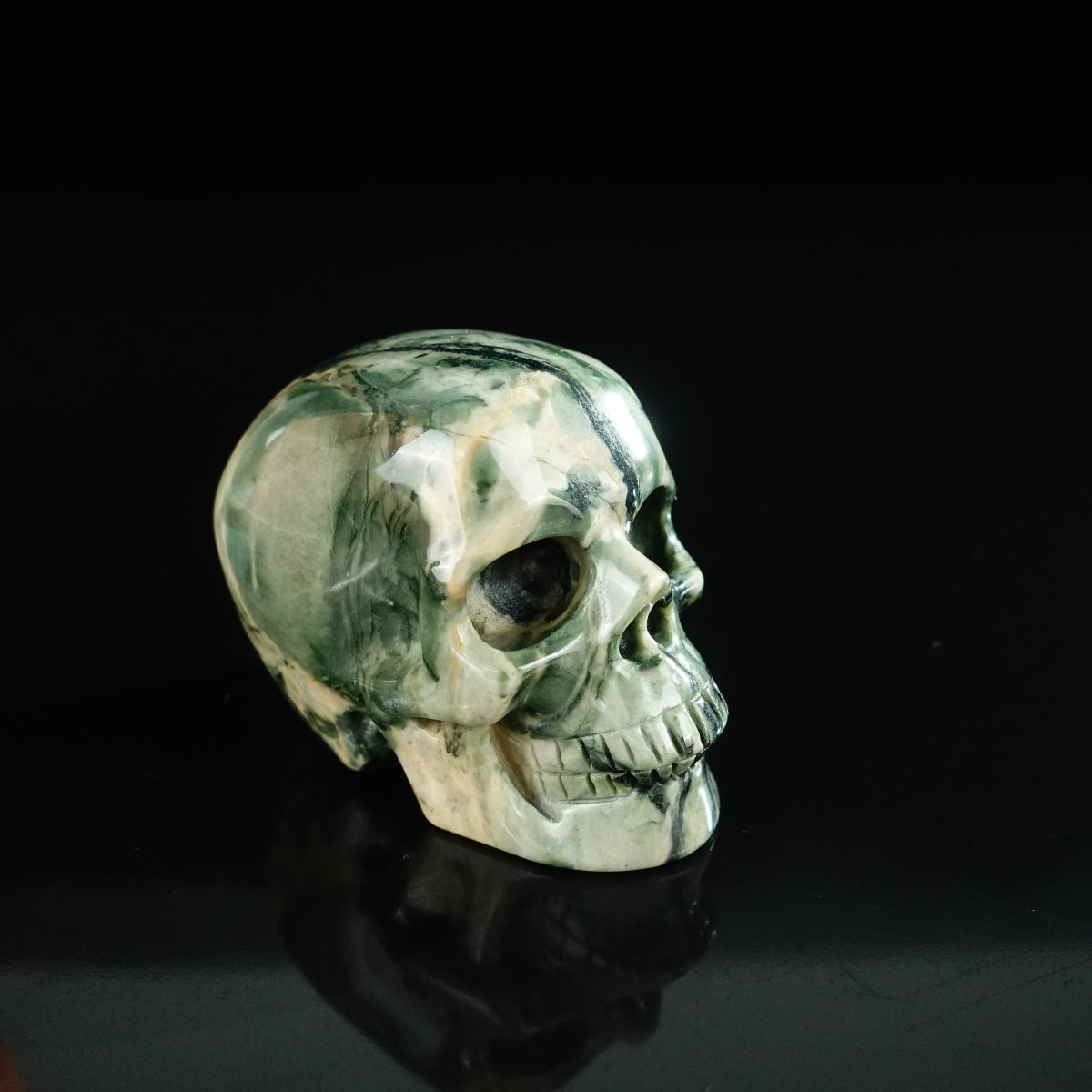 2.2" Nine Dragon Jade Crystal Skull Carving - Unique Piece #HA02