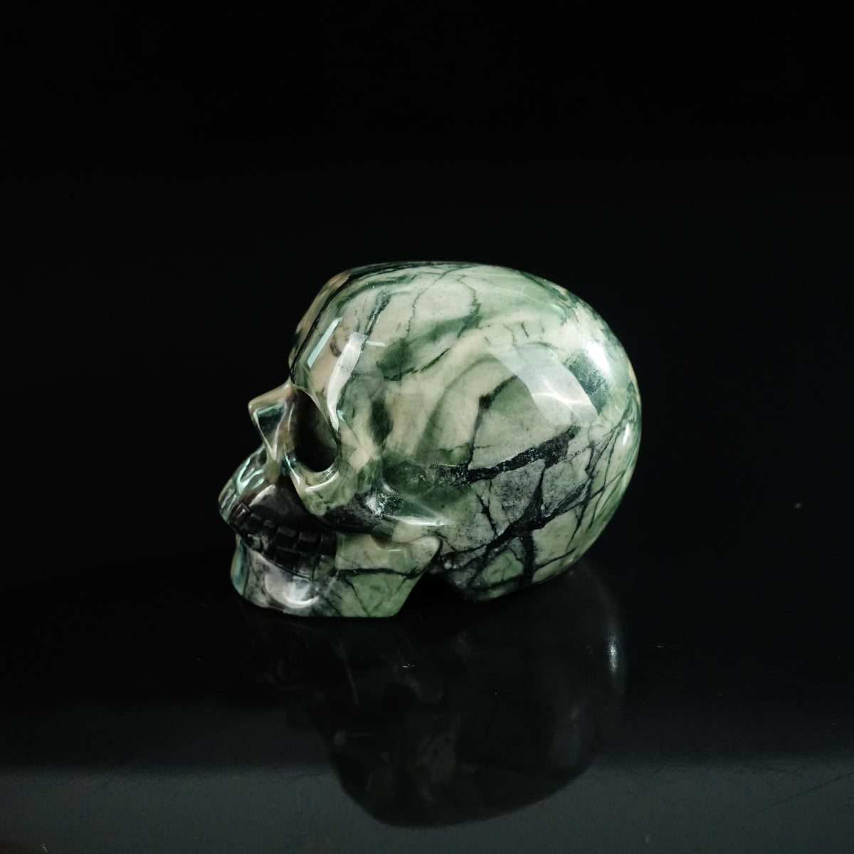 2.2" Nine Dragon Jade Crystal Skull Carving - Unique Piece #HA02