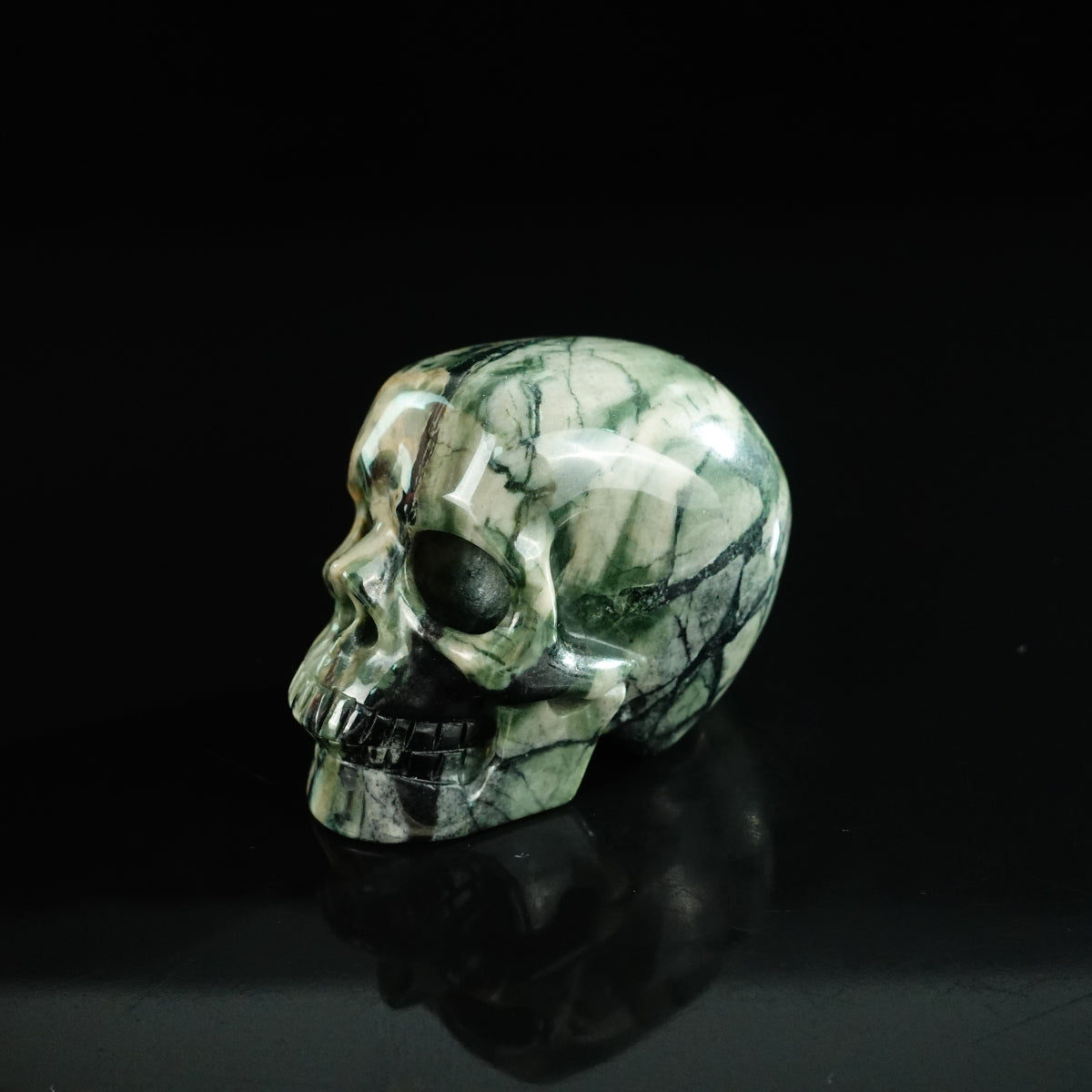 2.2" Nine Dragon Jade Crystal Skull Carving - Unique Piece #HA02