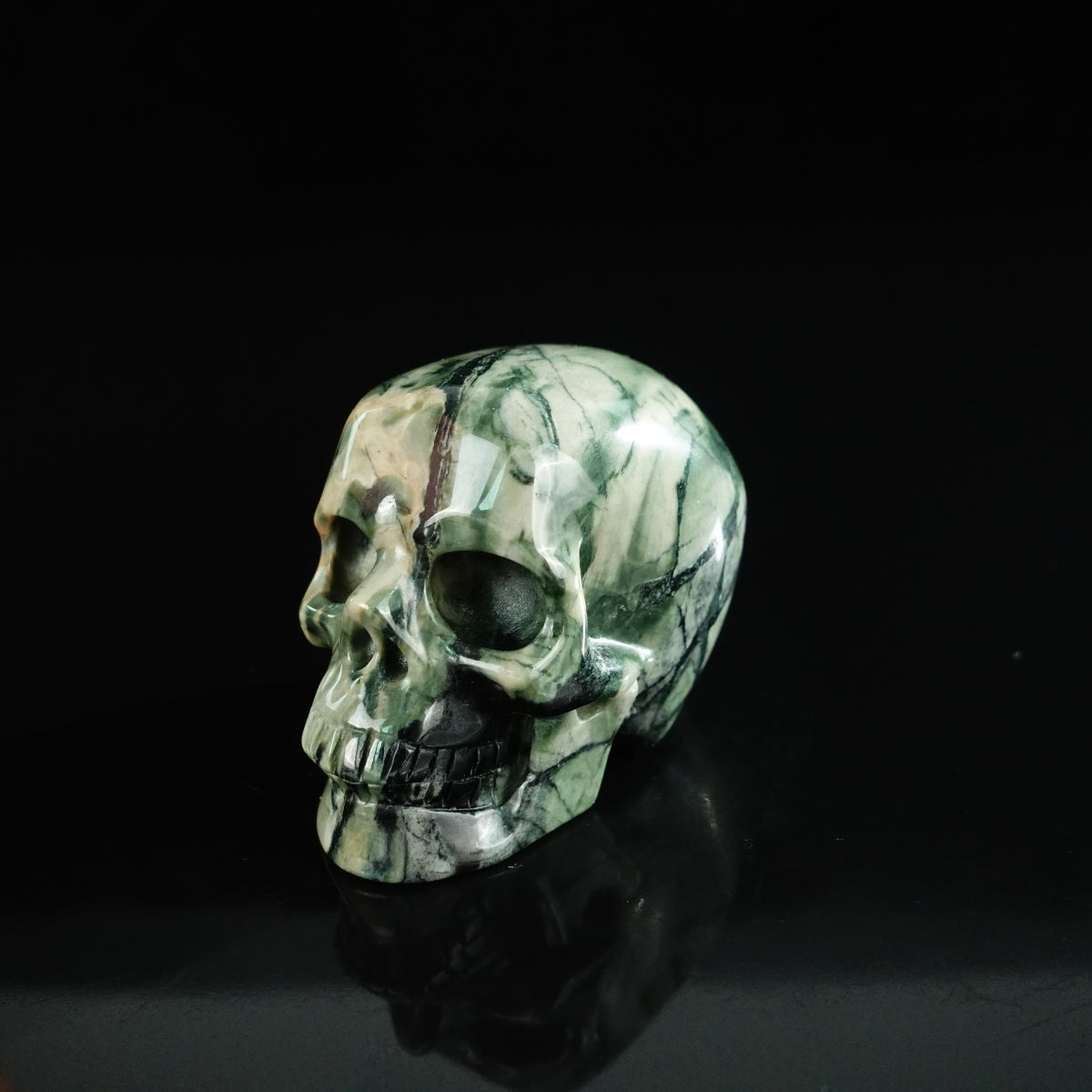 2.2" Nine Dragon Jade Crystal Skull Carving - Unique Piece #HA02