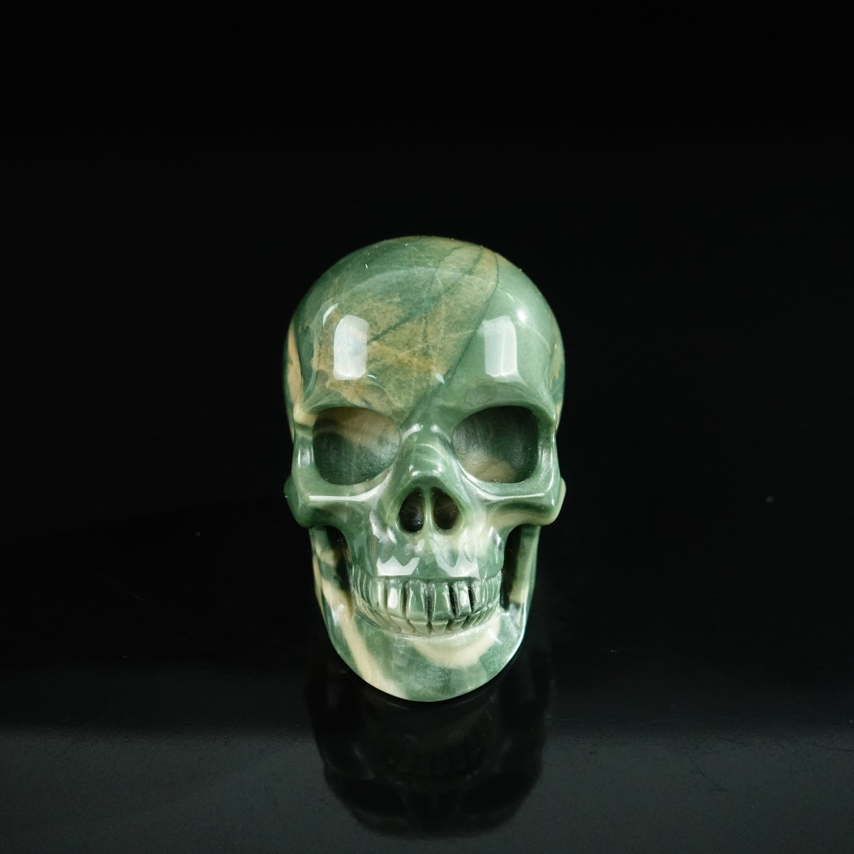 2.2" Nine Dragon Jade Crystal Skull Carving - Unique Piece #HA03