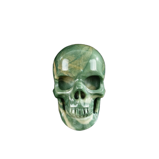 2.2" Nine Dragon Jade Crystal Skull Carving - Unique Piece #HA03