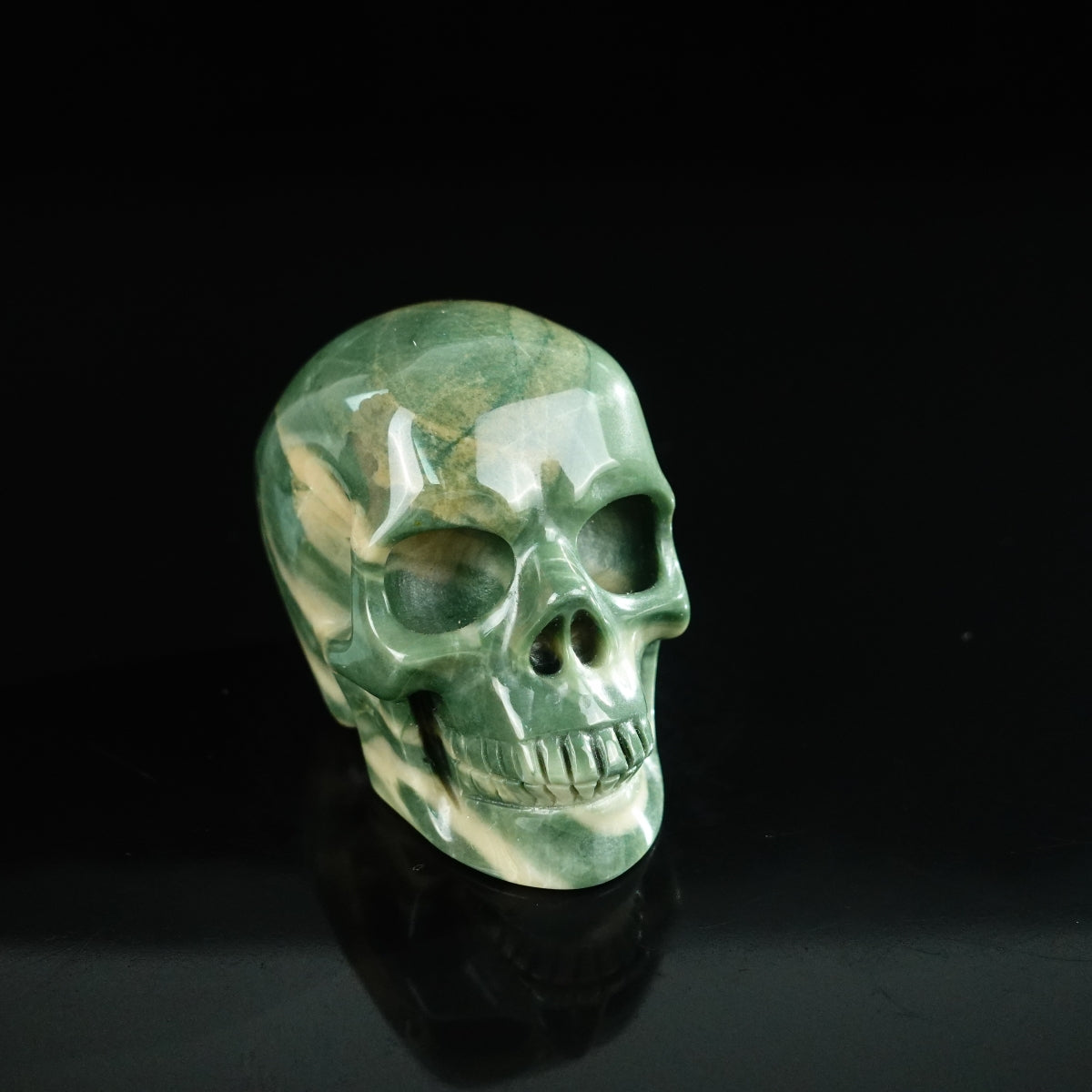2.2" Nine Dragon Jade Crystal Skull Carving - Unique Piece #HA03