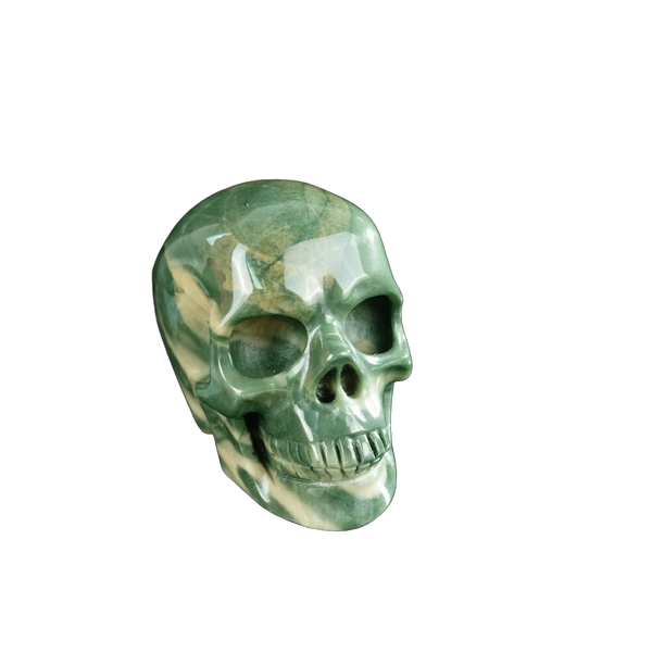 2.2" Nine Dragon Jade Crystal Skull Carving - Unique Piece #HA03 - alternate view