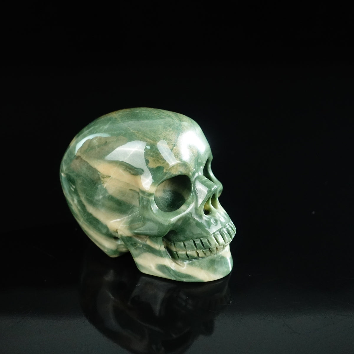 2.2" Nine Dragon Jade Crystal Skull Carving - Unique Piece #HA03