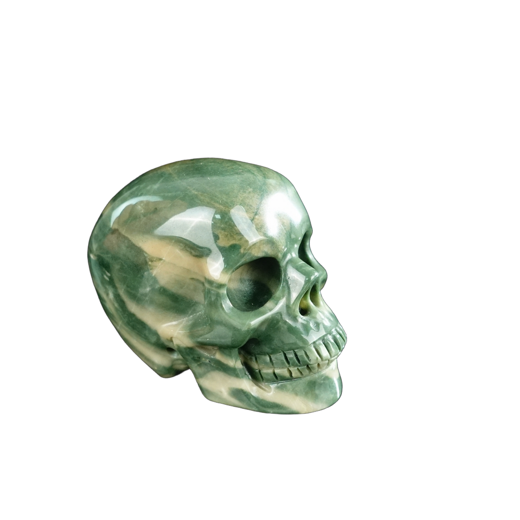 2.2" Nine Dragon Jade Crystal Skull Carving - Unique Piece #HA03