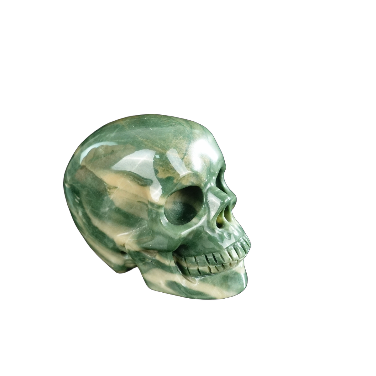 2.2" Nine Dragon Jade Crystal Skull Carving - Unique Piece #HA03