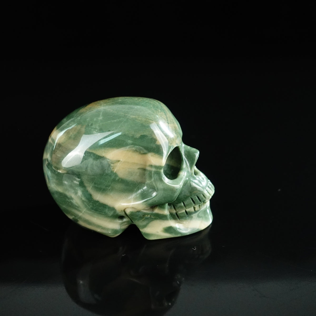 2.2" Nine Dragon Jade Crystal Skull Carving - Unique Piece #HA03