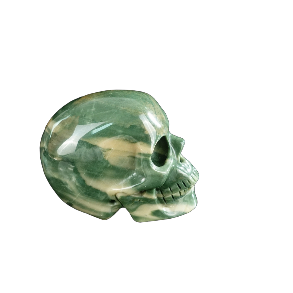 2.2" Nine Dragon Jade Crystal Skull Carving - Unique Piece #HA03