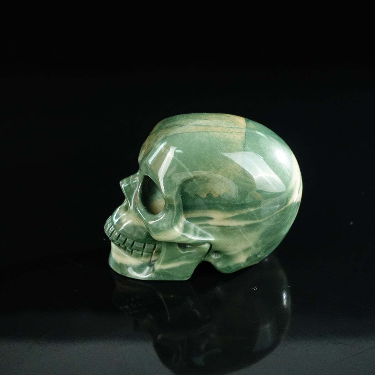 2.2" Nine Dragon Jade Crystal Skull Carving - Unique Piece #HA03