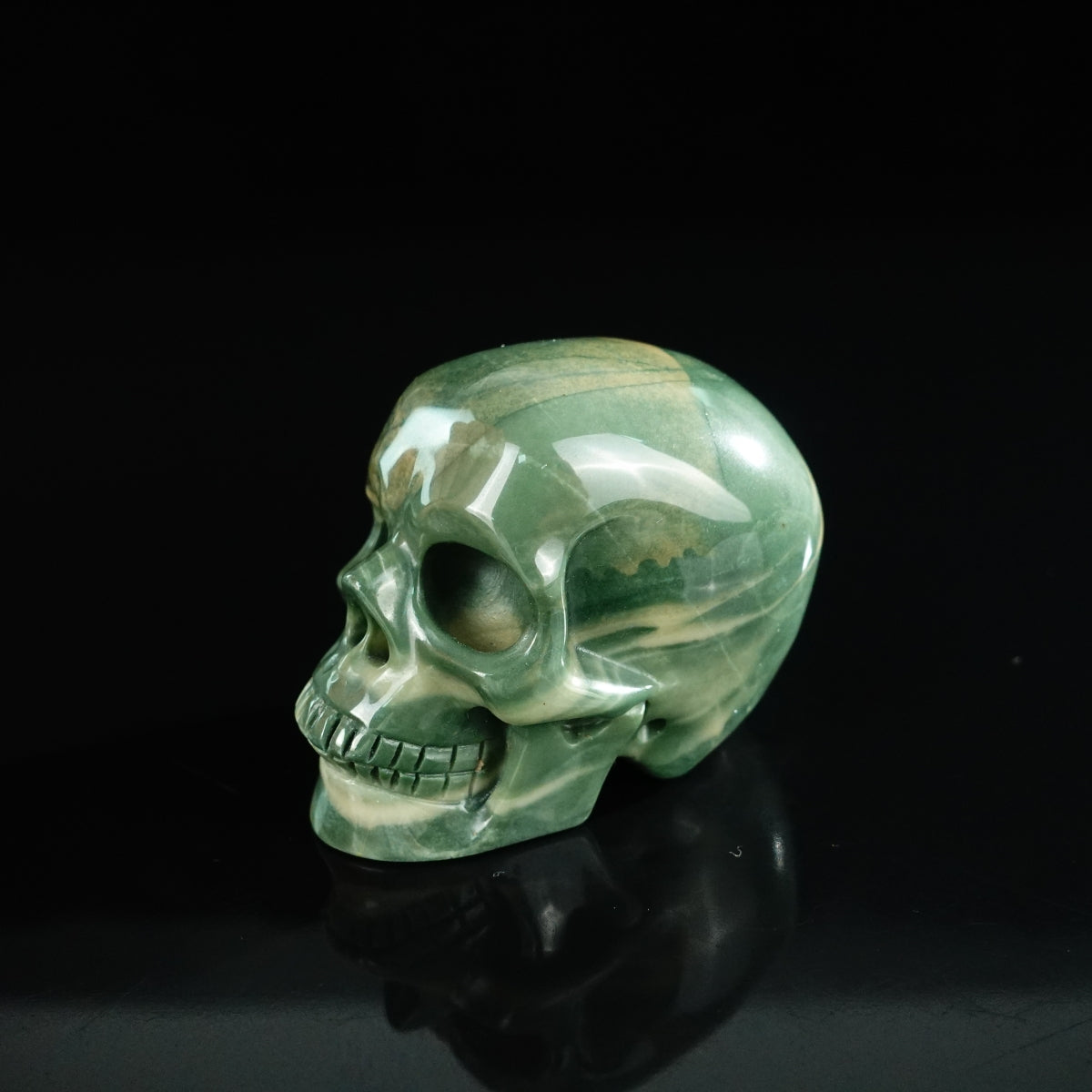 2.2" Nine Dragon Jade Crystal Skull Carving - Unique Piece #HA03