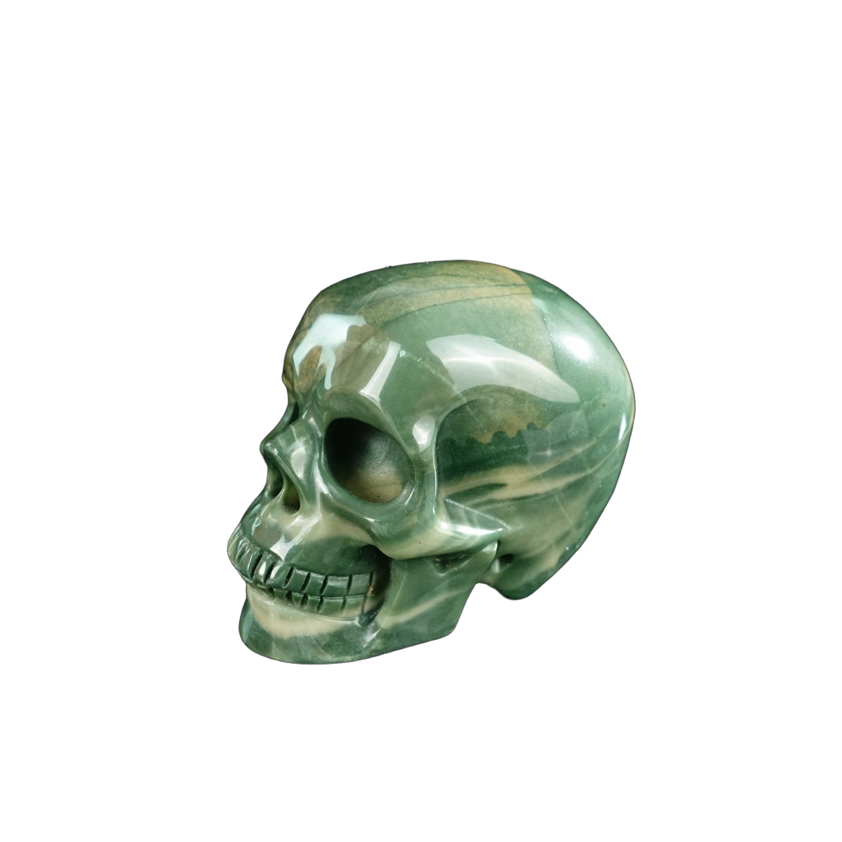2.2" Nine Dragon Jade Crystal Skull Carving - Unique Piece #HA03
