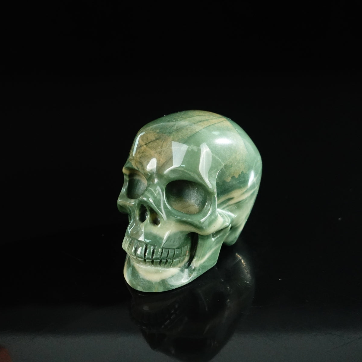 2.2" Nine Dragon Jade Crystal Skull Carving - Unique Piece #HA03