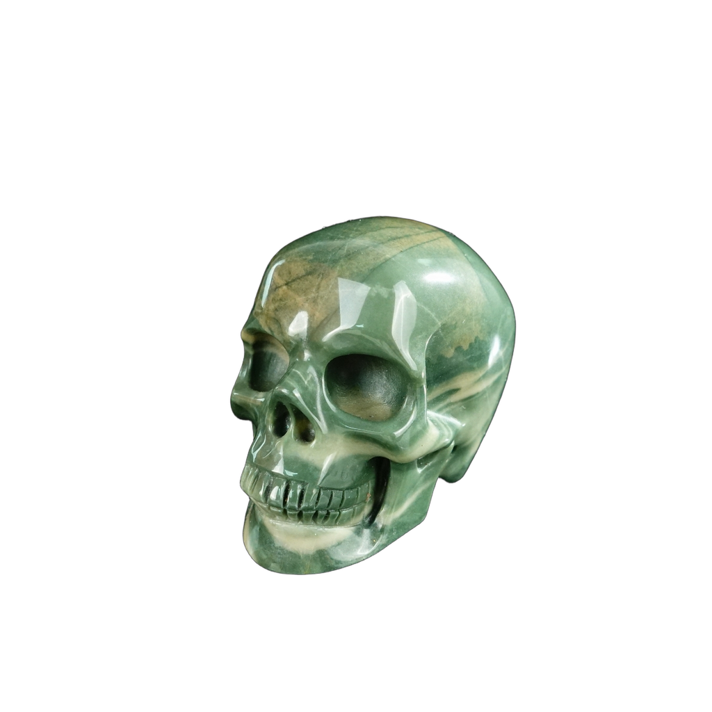 2.2" Nine Dragon Jade Crystal Skull Carving - Unique Piece #HA03