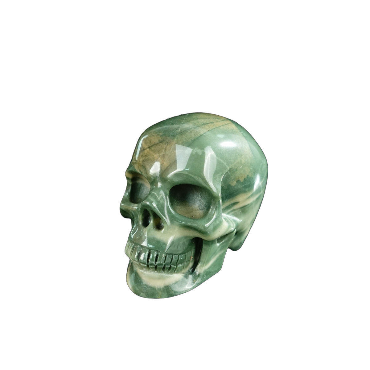 2.2" Nine Dragon Jade Crystal Skull Carving - Unique Piece #HA03