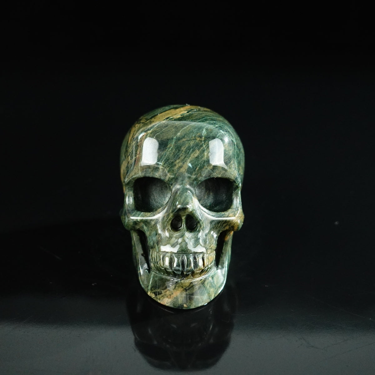 2.2" Nine Dragon Jade Crystal Skull Carving - Unique Piece #HA04