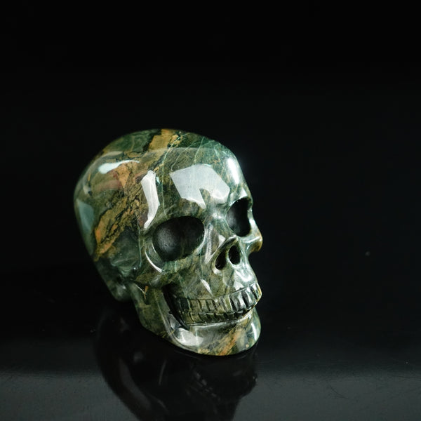 2.2" Nine Dragon Jade Crystal Skull Carving - Unique Piece #HA04 - alternate view
