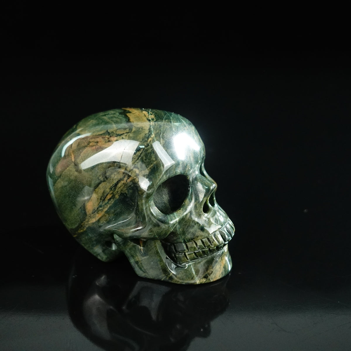 2.2" Nine Dragon Jade Crystal Skull Carving - Unique Piece #HA04