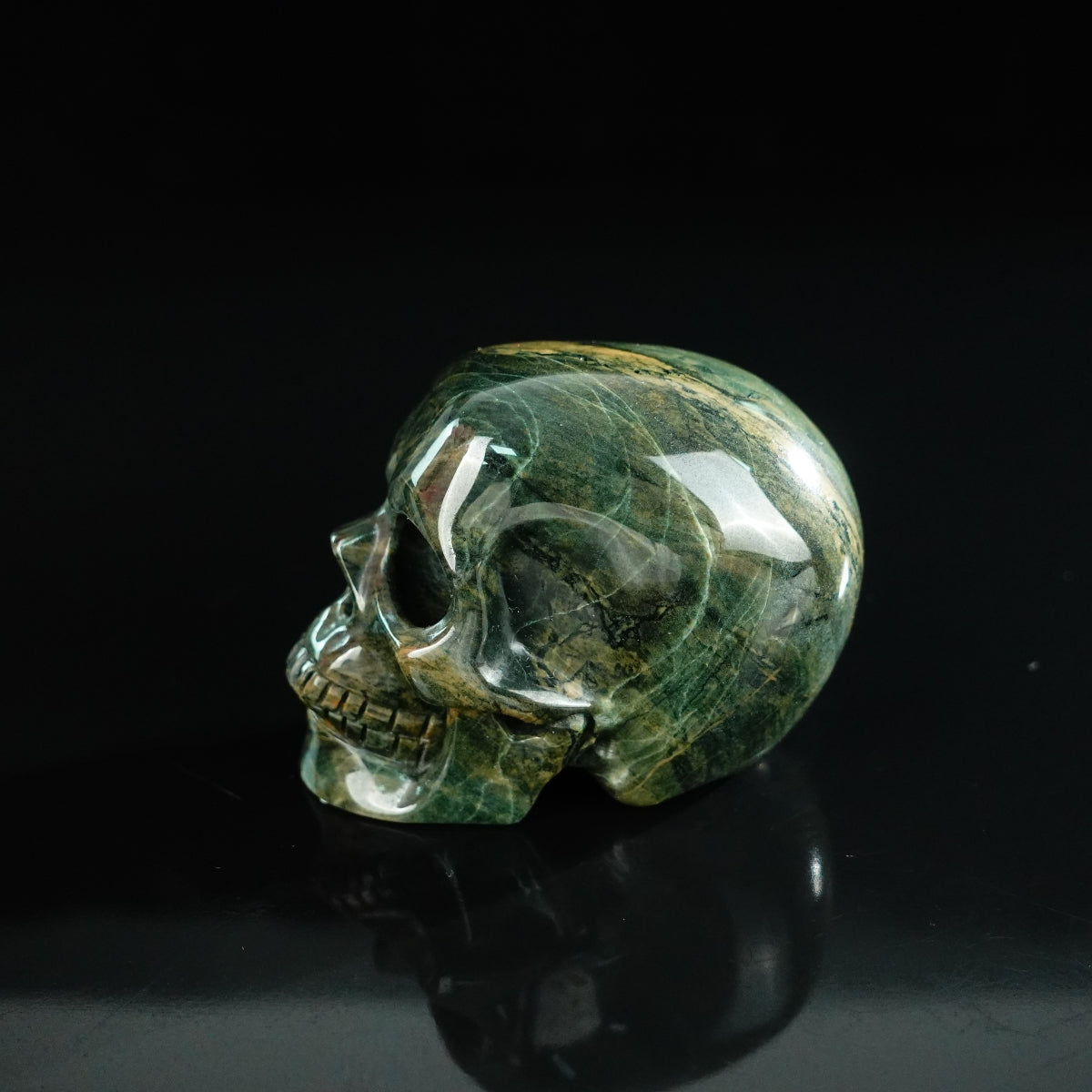 2.2" Nine Dragon Jade Crystal Skull Carving - Unique Piece #HA04