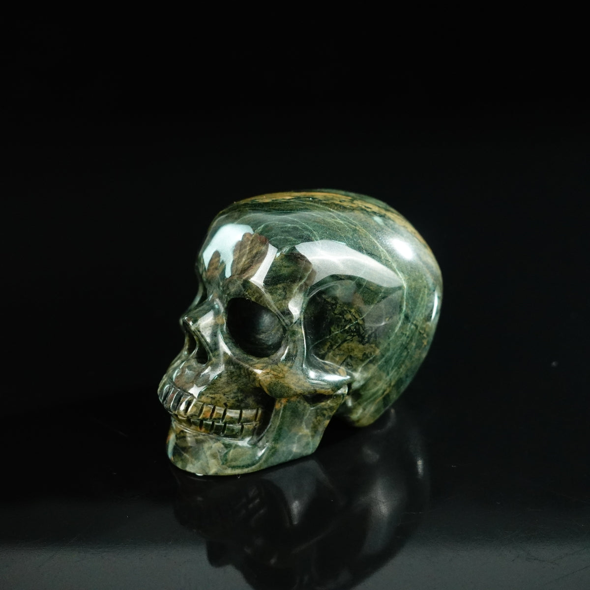 2.2" Nine Dragon Jade Crystal Skull Carving - Unique Piece #HA04