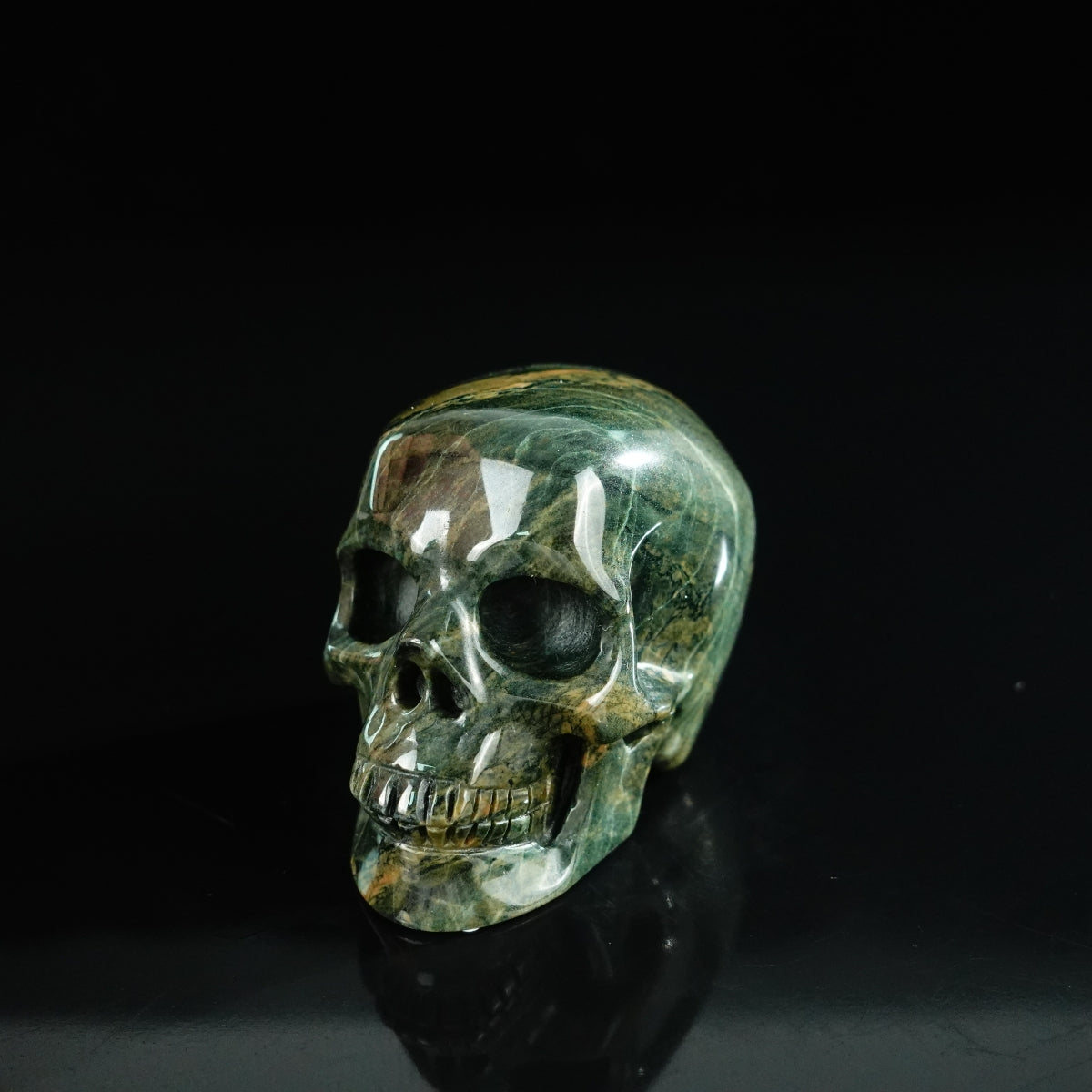 2.2" Nine Dragon Jade Crystal Skull Carving - Unique Piece #HA04