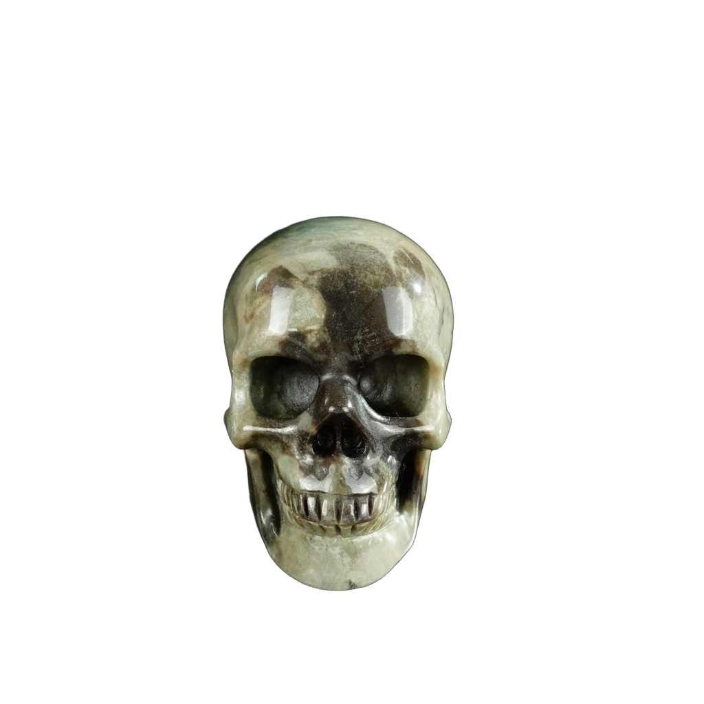 2.2" Nine Dragon Jade Crystal Skull Carving - Unique Piece #HA05