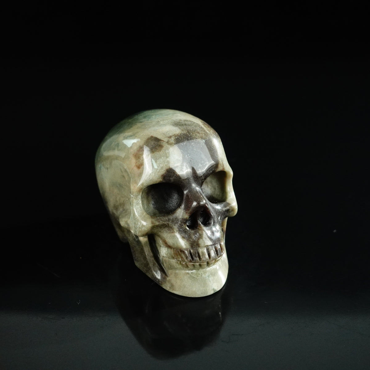 2.2" Nine Dragon Jade Crystal Skull Carving - Unique Piece #HA05