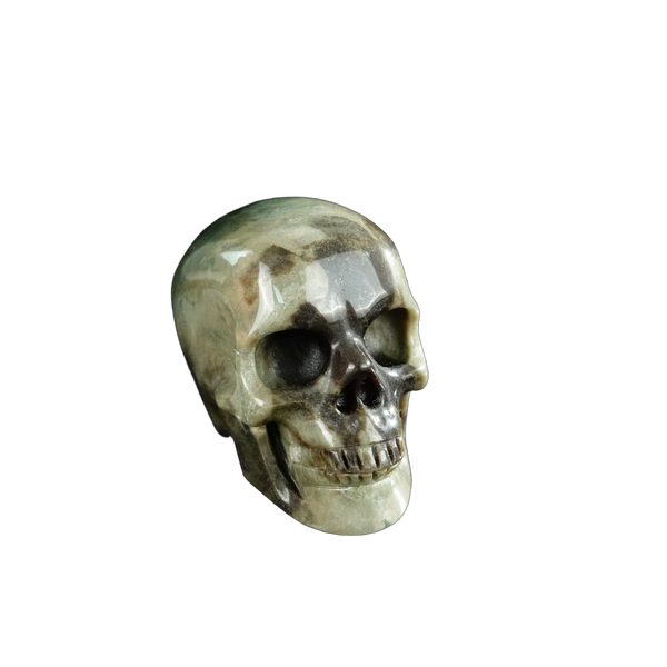 2.2" Nine Dragon Jade Crystal Skull Carving - Unique Piece #HA05 - alternate view